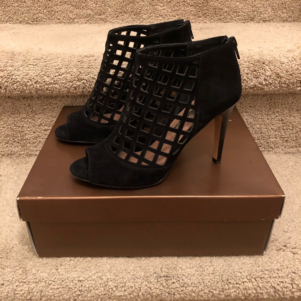 Black Cutout Heeled Booties